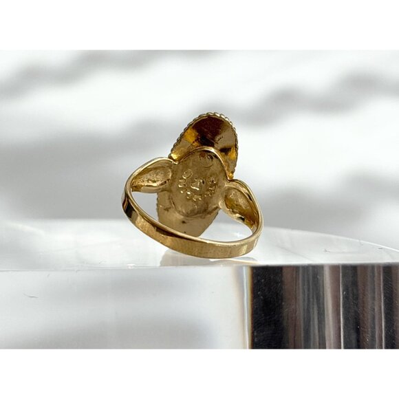 Tiger's Eye Oval Vermeil Overlay 925 Sterling Silver Vintage Ring - sz 6.75 - Picture 10 of 12